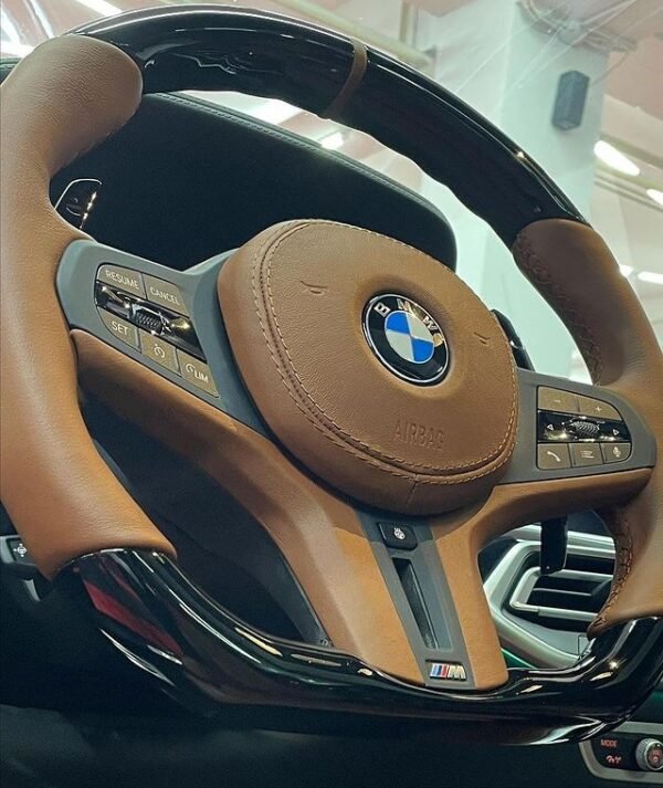 Customized Orange Leather Carbon Fiber Steering Wheel For BMW G Series and M5 - Image 3