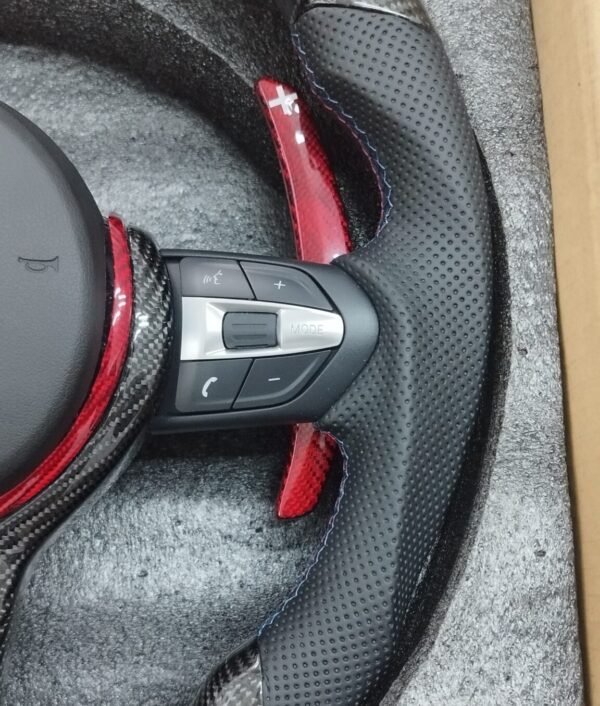 Red Carbon Paddle shifters M1 M2 Red Buttons  Carbon Fiber Steering Wheel For BMW F Series - Image 4