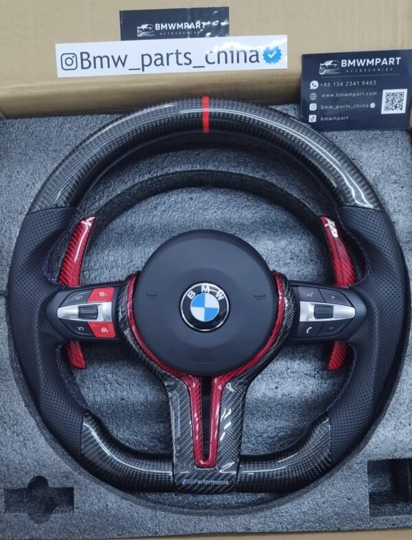 Red Carbon Paddle shifters M1 M2 Red Buttons  Carbon Fiber Steering Wheel For BMW F Series