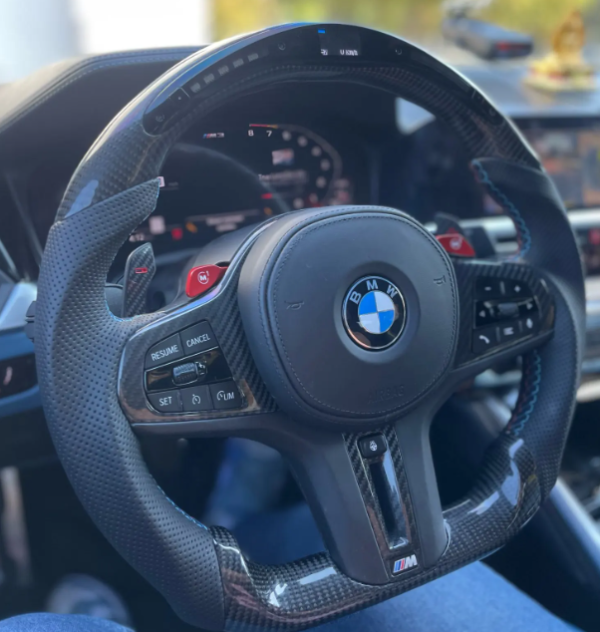 Custom Steering Wheel for BMW  M3 M4 M5  G30 F90 and G Series Carbon Fiber with Led - Image 2